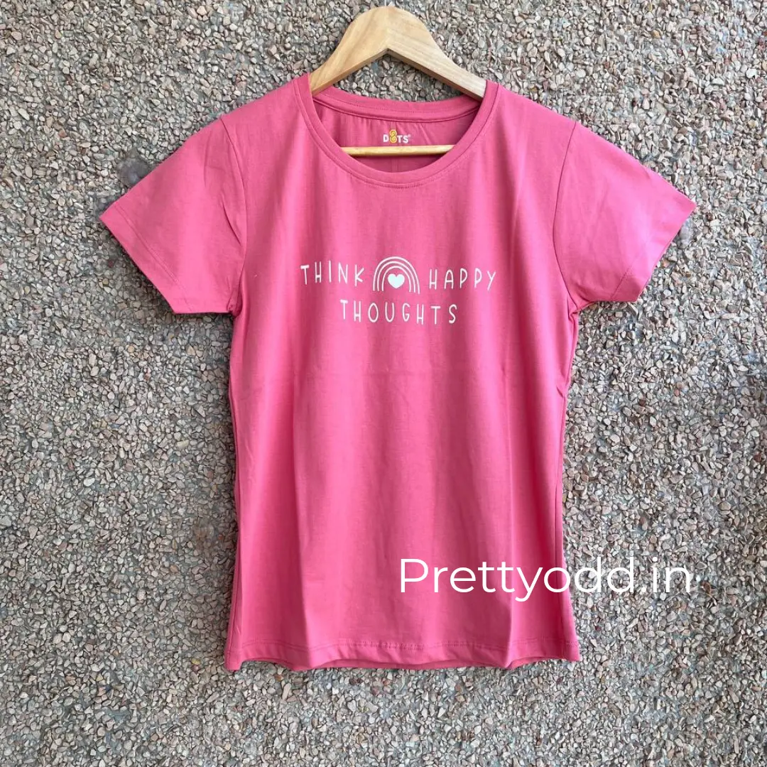Pink Solid T-Shirt for Women