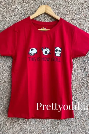Red Solid T-Shirt for Women