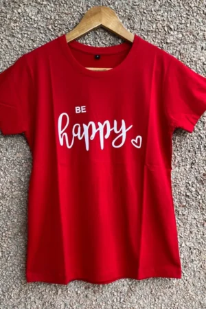 Red Solid T Shirt for Women