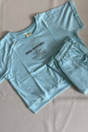 Blue Crop Top And Cargo Pants Set