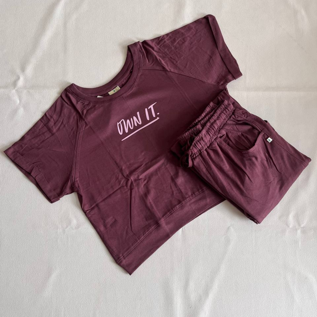 Marron Crop Top And Cargo Pants Set