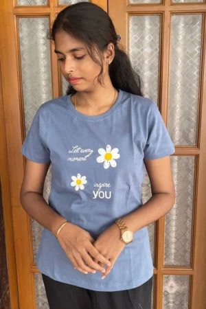 Blue Solid T-Shirt for Women