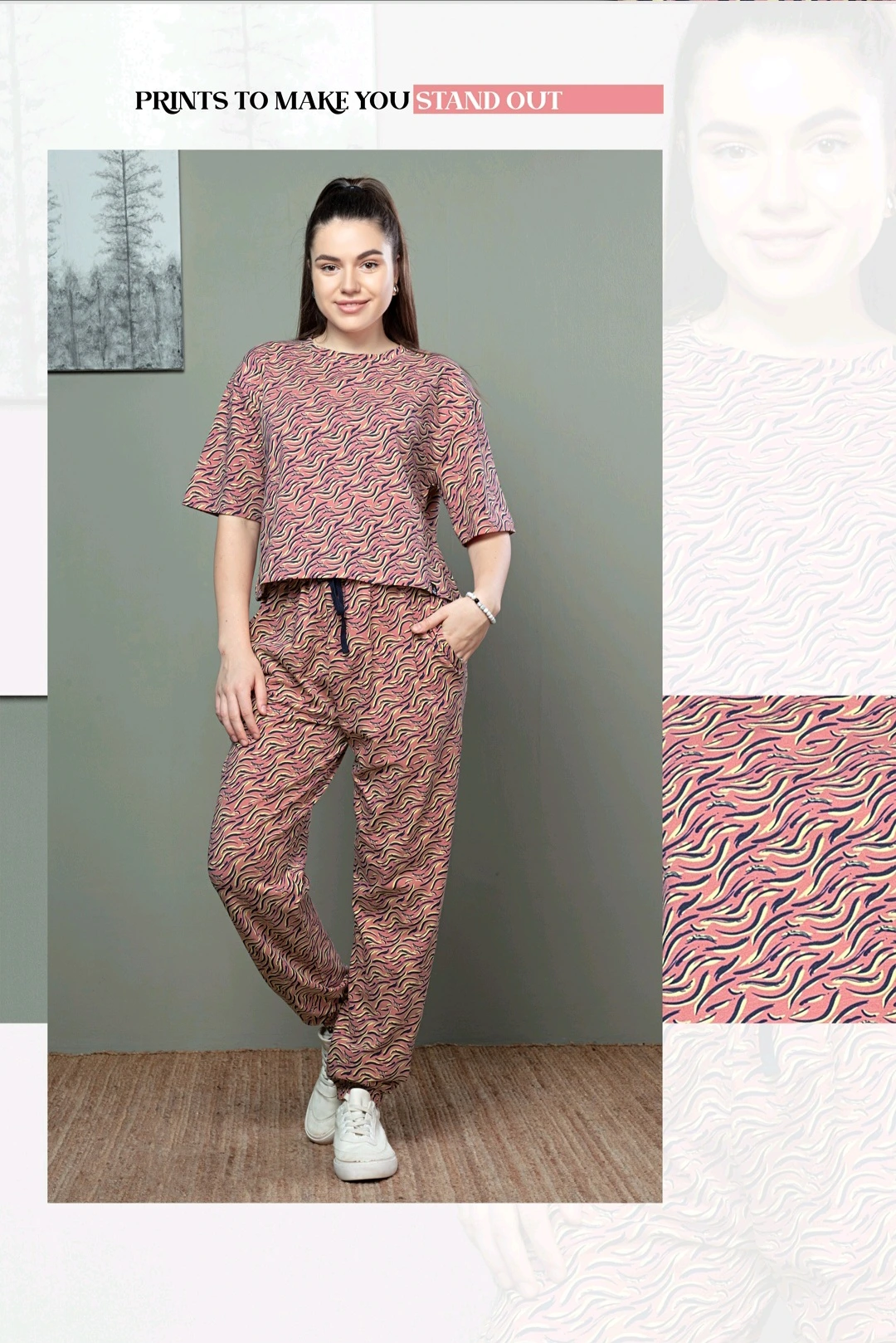 Dusty rose Crop top and jogger Pant Co-Ord Set - Image 2