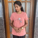 Peach Solid T-Shirt for Women