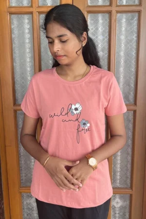 Peach Solid T-Shirt for Women