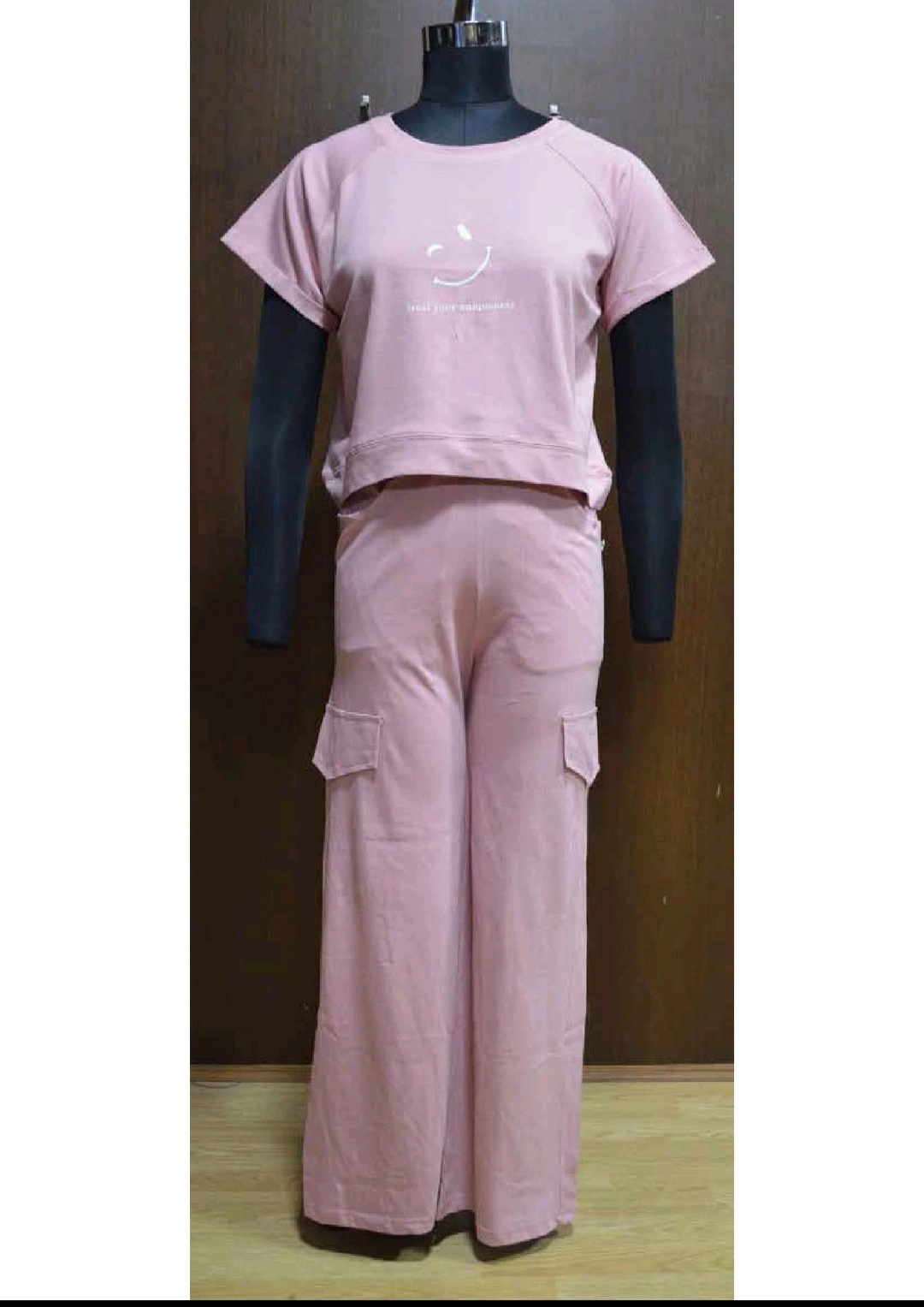 Blue Crop Top And Cargo Pants Set - Image 2