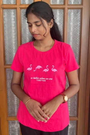 Pink Solid T-Shirt for Women