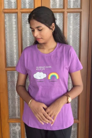 Violet Solid T-Shirt for Women