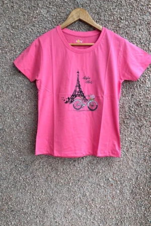 Pink Solid T-Shirt for Women