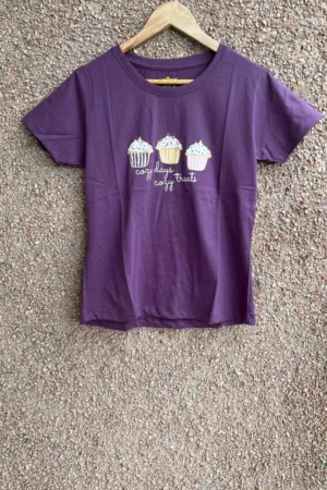 Purple Solid T-Shirt for Women