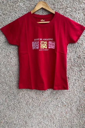 Red Solid T-Shirt for Women