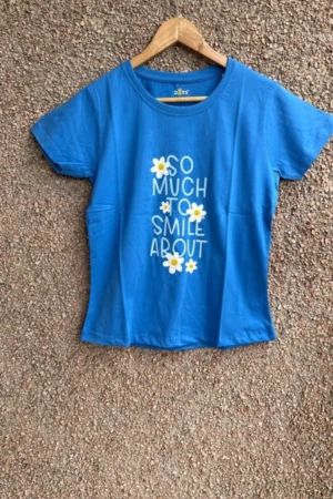 Blue Solid T-Shirt for Women