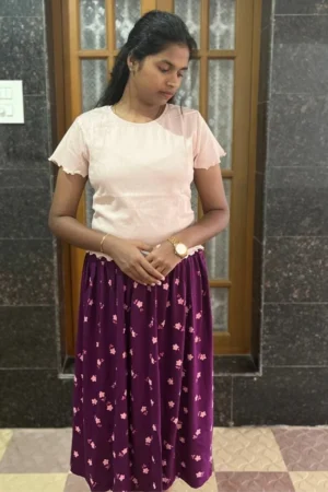 Pink crop top and skirt