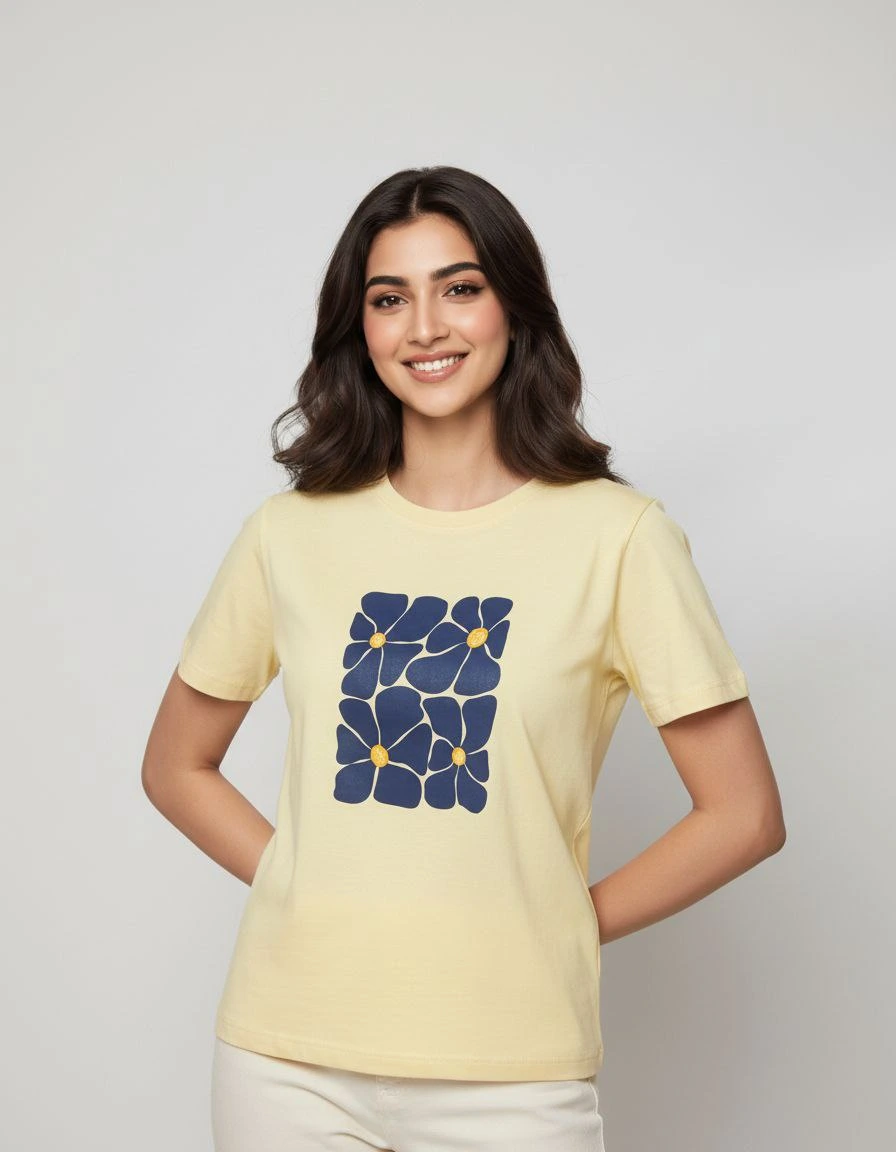 Yellow Solid T-Shirt for Women
