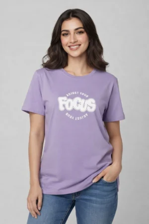 Violet Solid T-Shirt for Women