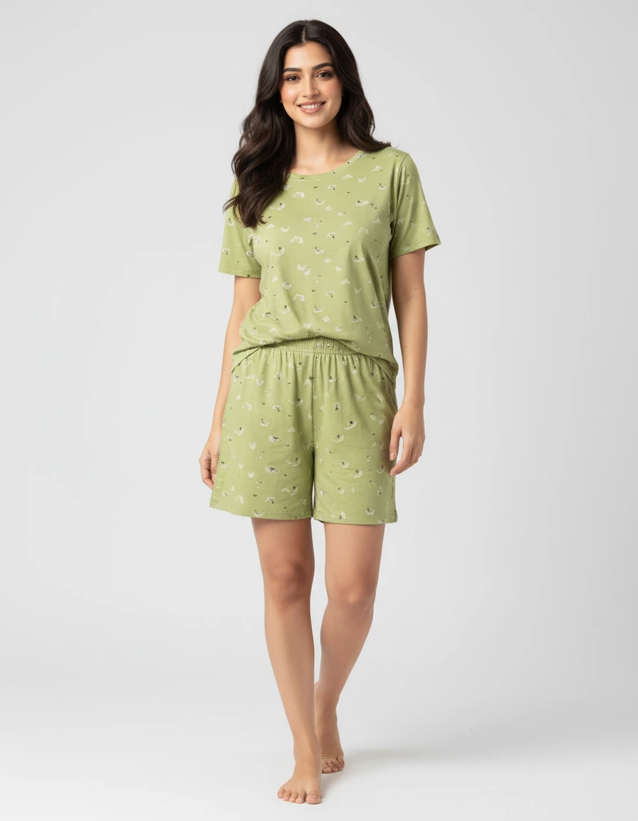 Green shorts sets