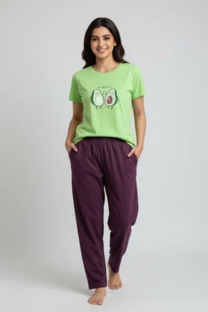 Green solid Pyjama Set