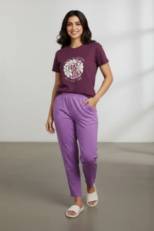 Wine solid Pyjama Set