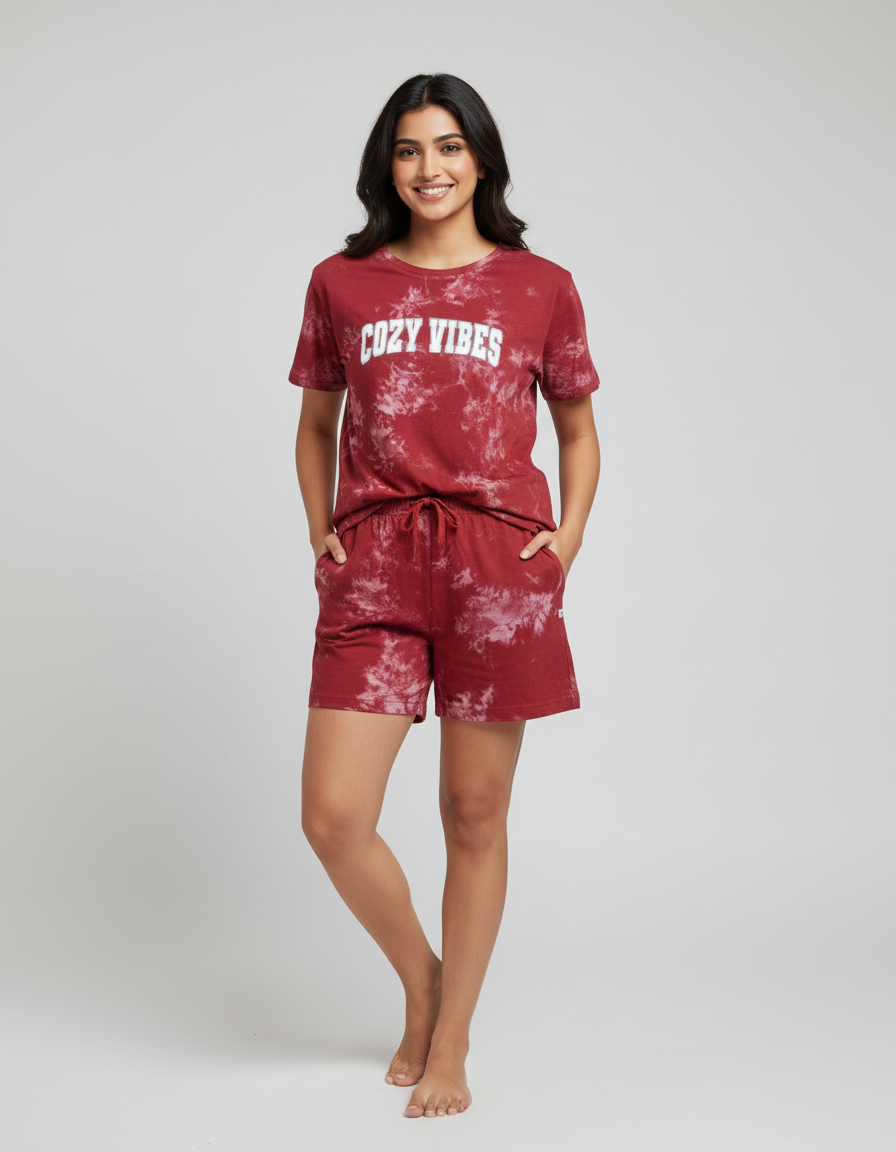 Red Tie and Dye shorts sets