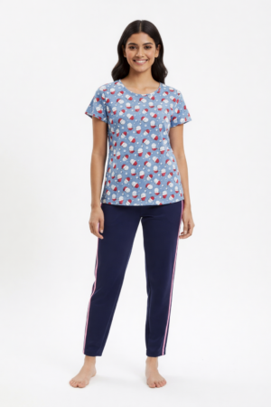 Blue Printed Pyjama Set
